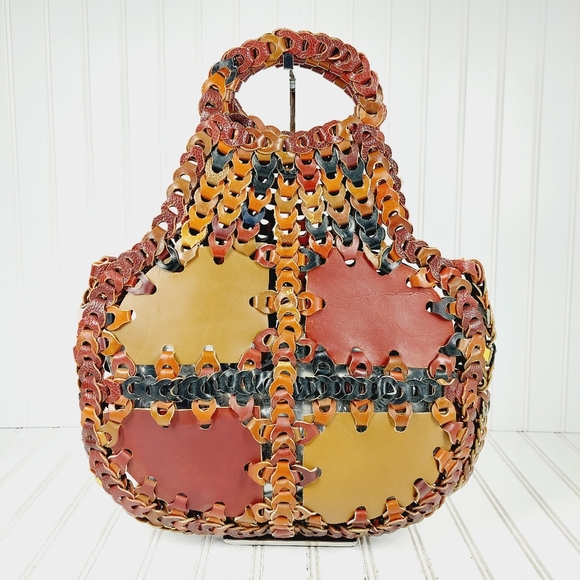 Vintage Leather Patch Stitch High Details Boho Shoulder Hand Bag 0390 - Picture 4 of 10